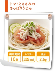 トマトとささみのさっぱりぽん酢うどん