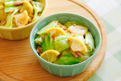 レンチンキャベツとツナの<br>レモンだし浸し