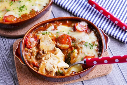 カレーリメイク！<br>豆腐とカレーのラザニア風