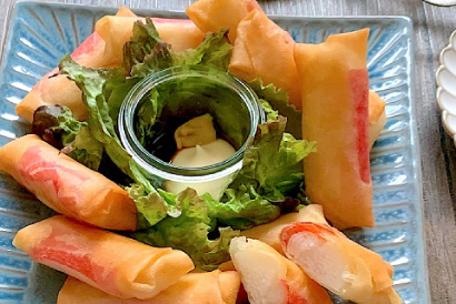 長芋とカニかまのミニ春巻き