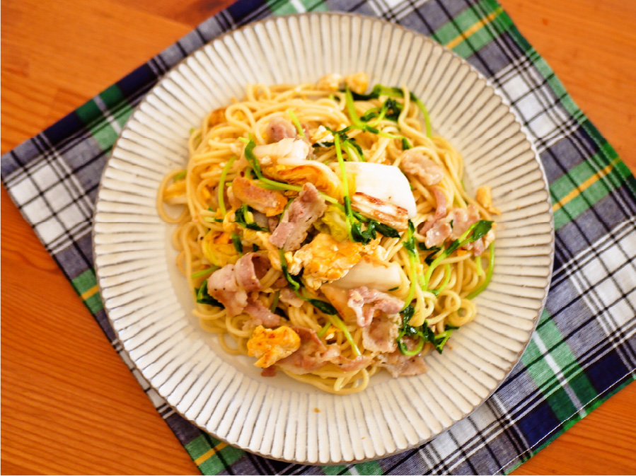 ■豚肉と白菜漬けのつゆ焼きそば