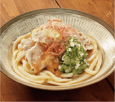茹で豚とみぞれのごますっぱうどん