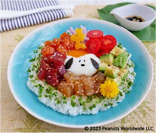 ポキ丼スヌーピー温たま乗せ