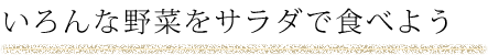 いろんな野菜をサラダで食べよう