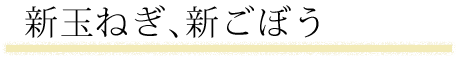 新玉ねぎ、新ごぼう